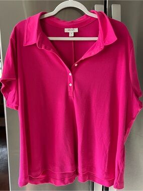 On 34th Women's Hot Pink Short Sleeve Polo Tee